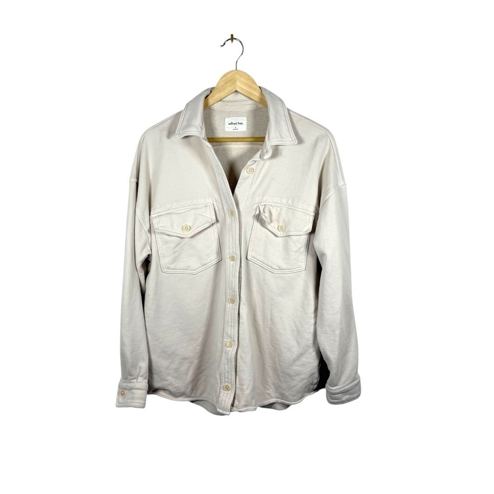 Aritzia Wilfred Free Free Terry Fleece Organic Cotton Shacket Beige Size M